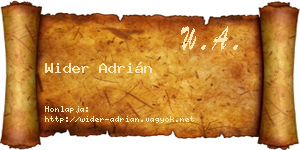 Wider Adrián névjegykártya